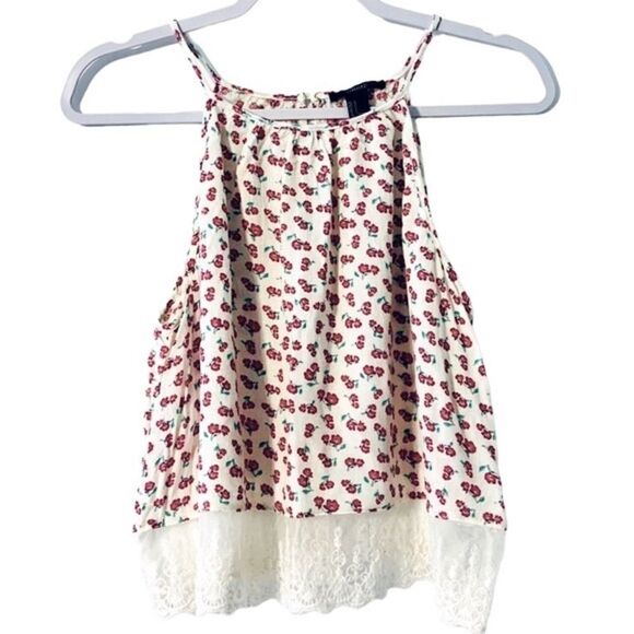 Forever 21 Women’s High Neck Halter Flower Lace Tank Top Size Large - Picture 1 of 4